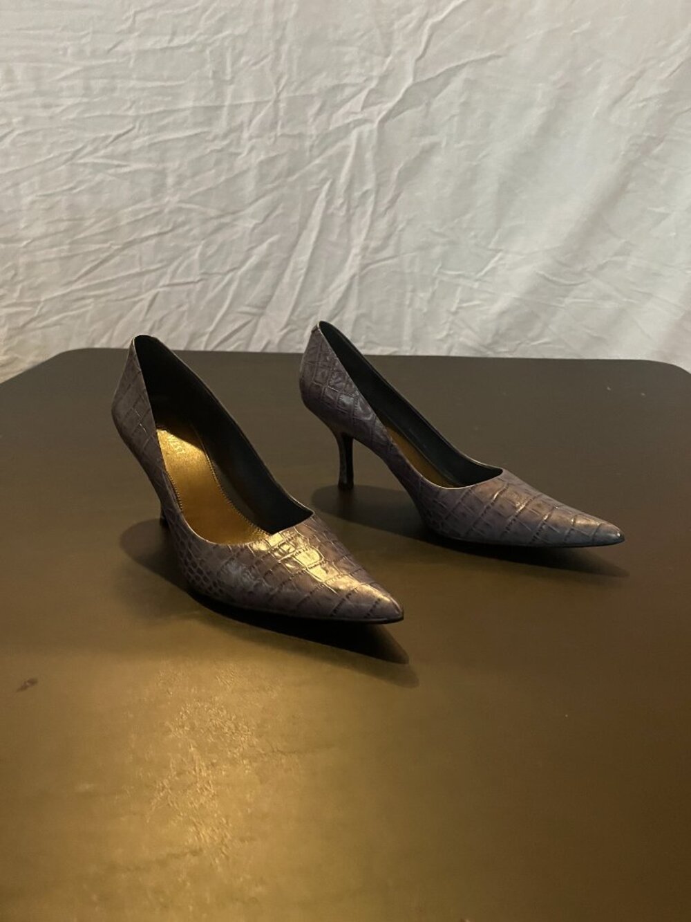 Nine West Size 8.5M Teal Gator Skin Heels